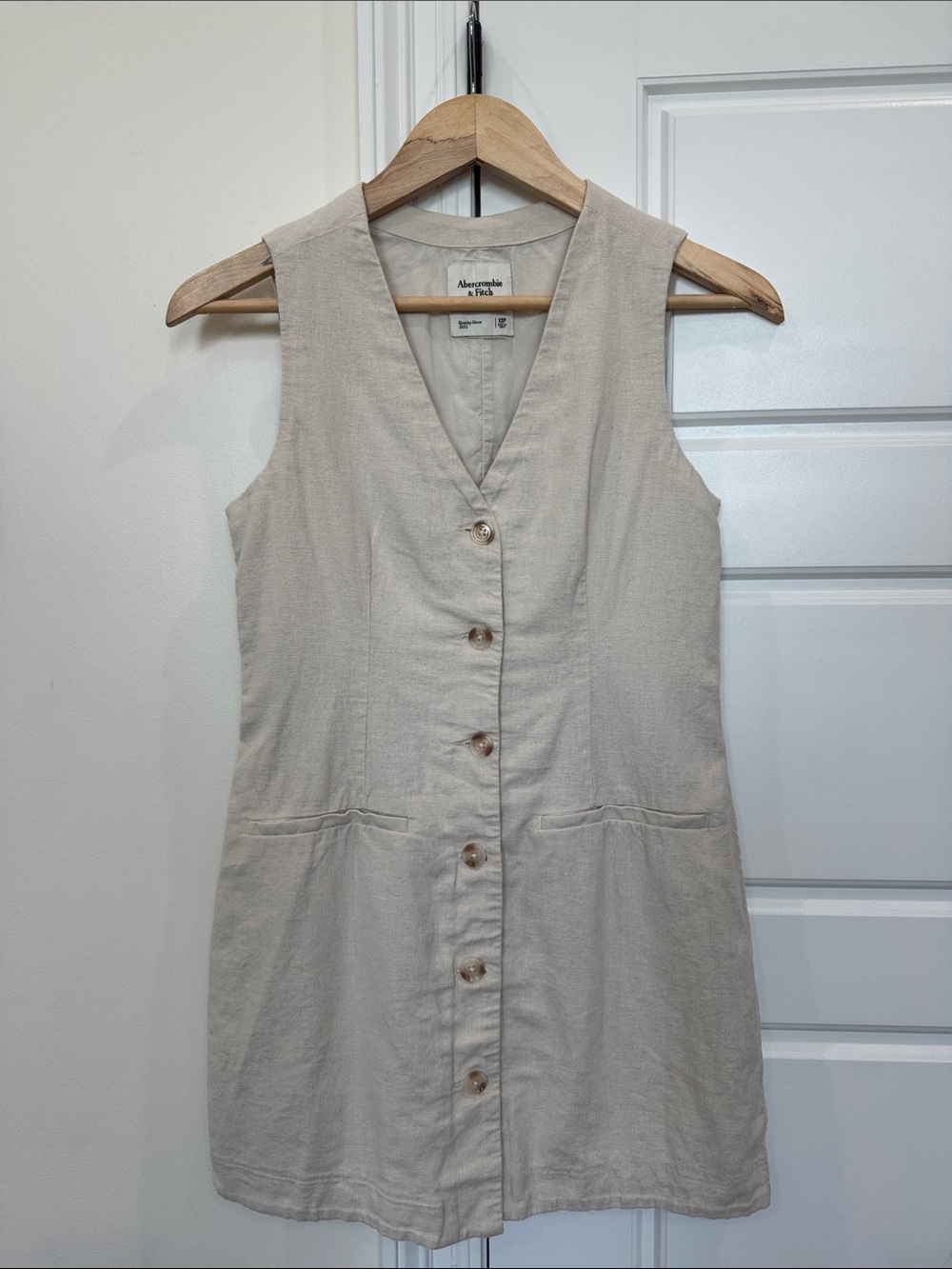Abercrombie & Fitch Linen & Cotton Blend Button-up Dress Sleeveless Summer Style